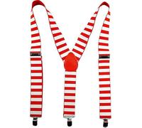 TrendandStylez Hosenträger in Rot-Weiß Streifen, mit Metallschnallen, Verstellbare Länge, Klassisches Design, Karneval