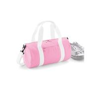 Trendhafen Deine Marke Mini Sporttasche 12L, kompakte Barrel Bag für Damen & Herren, kleine Reisetasche mit Schultergurt, Trainingstasche aus 600D Polyester, Classic Pink/White, 40 x 20 x 20 cm