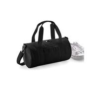 Trendhafen Mini Sporttasche 12L, Barrel Bag aus 600D Polyester, mit Schultergurt, kompakte Reisetasche für Damen & Herren, Schwarz/Schwarz, 40 x 20 x 20 cm