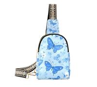 Trendige blaue Schmetterlings-Blumentasche für Herren, leichte Reise-Fanny-Tasche für Reisen, Blaue Schmetterlingsblumen, 1 size