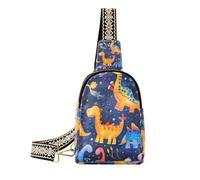 Trendige Cartoon-Umhängetasche, niedliche bunte Dinosaurier, leichte Tasche, Bauchtasche, Brust für Reisen, Niedliche, bunte Dinosaurier, 1 size