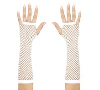 Trendige GoGo Handschuhe Netzhandschuhe Weiß kurz fingerlos Netzoptik Disco Dance