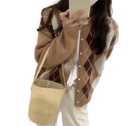 Trendige Herbststrickjacke für Damen, 2026, Grunge-Stil, Argyle- Karomuster, Preppy-Y2K-Style, grobe Strickjacke im Vintage-Grandpa-Stil