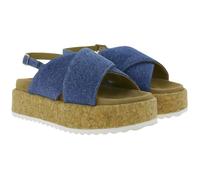 Trendige LAZAMANI Iria Damen Plateau Sandale - Kreuzriemen in Denim - Wildleder-Fußbett EVA-Sohle LA33770 Denim/Blau 38