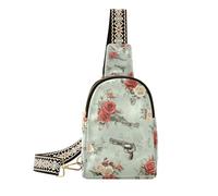 Trendige rote Gothic-Rose mit Metalltasche für Herren, stabile Bauchtasche, Wickeltasche für Reisen, Rote Gothic Rose mit Metall, 1 size