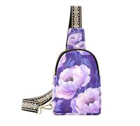 Trendige violette Vintage-Pfingstrosen-Blumentasche für Damen, robuste Schulter-Gürteltasche zum Wandern, Violette Vintage-Pfingstrosen-Blumen, 1 size