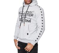 Kapuzensweatshirt RUSTY NEAL, Herren, Gr. XXL, grau, 70% Baumwolle, 30% Polyester, bedruckt, meliert, normal, ohne Ausschnitt, Langarm, Sweatshirts, mit plakativem Frontprint (18862809-XXL) grau