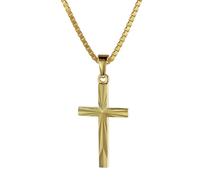 trendor 08512 Kreuz-Anhänger Gold 333/8K 22 mm mit goldplattierter Silberkette 42 cm