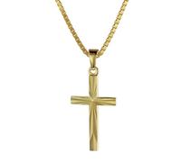 trendor 08512 Kreuz-Anhänger Gold 333/8K 22 mm mit goldplattierter Silberkette 60 cm