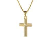 trendor Schmuck Kinder Kreuz Gold 333 mit Zirkonia und goldplattierte Kette 08516