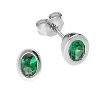 trendor 15134 Damen-Ohrringe Silber Ohrstecker Grün