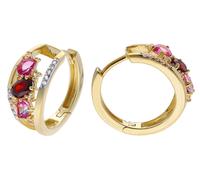 trendor 15602 Damen-Ohrringe 925 Silber Vergoldet Creolen mit Farbsteinen