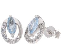 trendor 21177 Damen-Ohrringe Weißgold 333 / 8K Ohrstecker mit Aquamarin