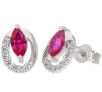 trendor 21178 Damen-Ohrringe Weißgold 333 Ohrstecker mit synthetischem Rubin