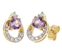 trendor 21180 Damen-Ohrringe Gold 333 / 8K Ohrstecker mit Amethyst