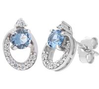 trendor 21184 Ohrringe Weißgold 333 Ohrstecker mit synthetischem Aquamarin