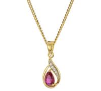 trendor 21187 Damen-Anhänger Gold 333 synthetischer Rubin an vergoldeter Kette 45 cm