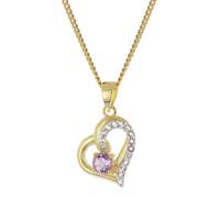 trendor 21195 Herz-Anhänger Gold 333 Amethyst/Topas an vergoldeter Silberkette 45 cm