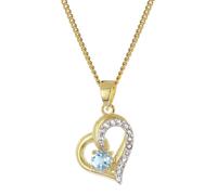 trendor 21196 Damen Herzanhänger 333 Gold mit Topas an vergoldeter Halskette 45 cm