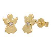 trendor 28740 Mädchen-Ohrringe Gold 333 / 8K Engel-Ohrstecker Zirkonia