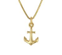 trendor 28958 Anker-Anhänger Gold 333/8K mit Vergoldeter Silberkette 45 cm