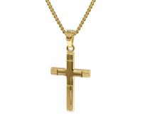 trendor Kreuz-Anhänger Gold 333 mit goldplattierter Halskette Damen Halskette, Gold Anhänger, Kreuz Anhänger aus Echtgold, elegantes Geschenk 35751-60 60 cm