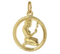 trendor Sternzeichen Jungfrau 333 Gold Anhänger Ø 16 mm modischer Tierkreiszeichen Anhänger aus Echtgold für Damen und Herren, elegante Geschenkidee, 39000-09