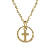 trendor 39485 Taufring Anhänger mit Kreuz Gold 333 + vergoldete Silberkette 38 cm