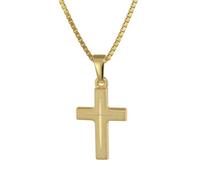 Kreuz-Anhänger für Kinder Gold 333 + goldplattierte Silberkette trendor Goldfarben (Artikelnummer: 4T087/10X)