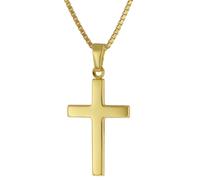 trendor 41115 Kreuz für Damen und Herren Gold 585 mit Vergoldeter Silberkette 40 cm
