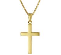 trendor 41115 Kreuz für Damen und Herren Gold 585 mit Vergoldeter Silberkette 50 cm