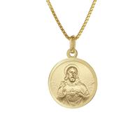 trendor 41482 Herz Jesu Anhänger Ø 16 mm Gold 333 mit goldplattierter Kette 40 cm