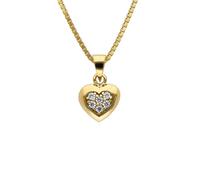 trendor 41552 Herz-Anhänger Gold 333 mit Zirkonia + vergoldete Silberkette 40 cm