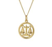 trendor Schmuck Halskette mit Waage Sternzeichen-Anhänger 333 Gold Ø 16 mm 41980-10