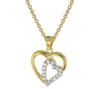 trendor 51830 Herz-Anhänger mit Zirkonia Gold 585 mit goldplattierter Kette 45 cm