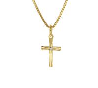trendor 51954 Kreuz-Anhänger für Kinder Gold 585 mit Vergoldeter Silberkette