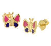 trendor Kinder-Ohrringe Gold 333/8K Ohrstecker mit Schmetterling liebevoller Ohrschmuck für Mädchen, elegante Gechenkidee und modisches Accessoire 68436