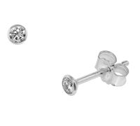 trendor 75101 Ohrstecker für Damen und Herren 585 Weißgold 14 Kt Zirkonia 3 mm