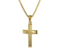 trendor 75125 Anhänger Kreuz 585 Gold (14 Karat) mit goldplattierter Kette 45 cm