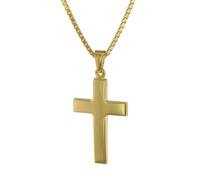 trendor Schmuck 75221 Kreuz-Anhänger 24 mm Gold 333 (8 Kt.) mit plattierter Halskette, 40 cm