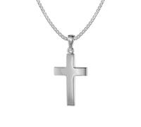 trendor 75270 Kreuz-Anhänger 21 mm Weißgold 585 (14 Karat) mit Silberkette 45 cm
