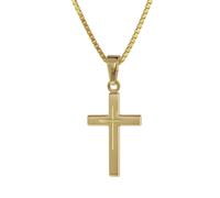 trendor Kreuz-Anhänger Gold 333 8 Kt. + Goldplattierte Silber-Halskette 75274-38 38 cm
