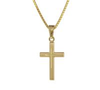 trendor Kreuz-Anhänger Gold 333 8 Kt. + Goldplattierte Silber-Halskette 75274-42 42 cm