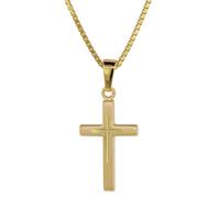 trendor Schmuck 75276 Kreuz-Anhänger für Kinder Gold 585 (14 Kt.) + Plattierte Kette, 38 cm