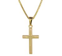 trendor 75276 Kreuz-Anhänger Gold 585 (14 Kt.) + Plattierte Kette 50 cm