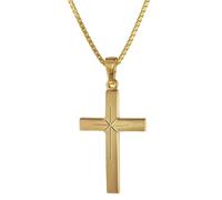 trendor Schmuck Kreuz 24 mm Gold 333 (8 Karat) an Goldplattierter Silberkette 75278