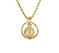 trendor Schmuck Taufring Babyfüße Gold 585 / 14 Karat mit vergoldeter Kette 75395