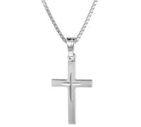 trendor 75419 Kreuz-Anhänger 18 mm Weißgold 585 mit Silberkette für Kinder 42 cm