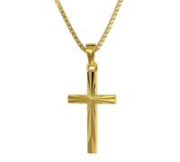 trendor 75435 Kreuz-Anhänger Gold 585 / 14K + goldplattierte Silber-Kette