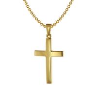 trendor 75543 Kreuz-Anhänger 24 mm Gold 585 + Silberkette goldplattiert 50 cm